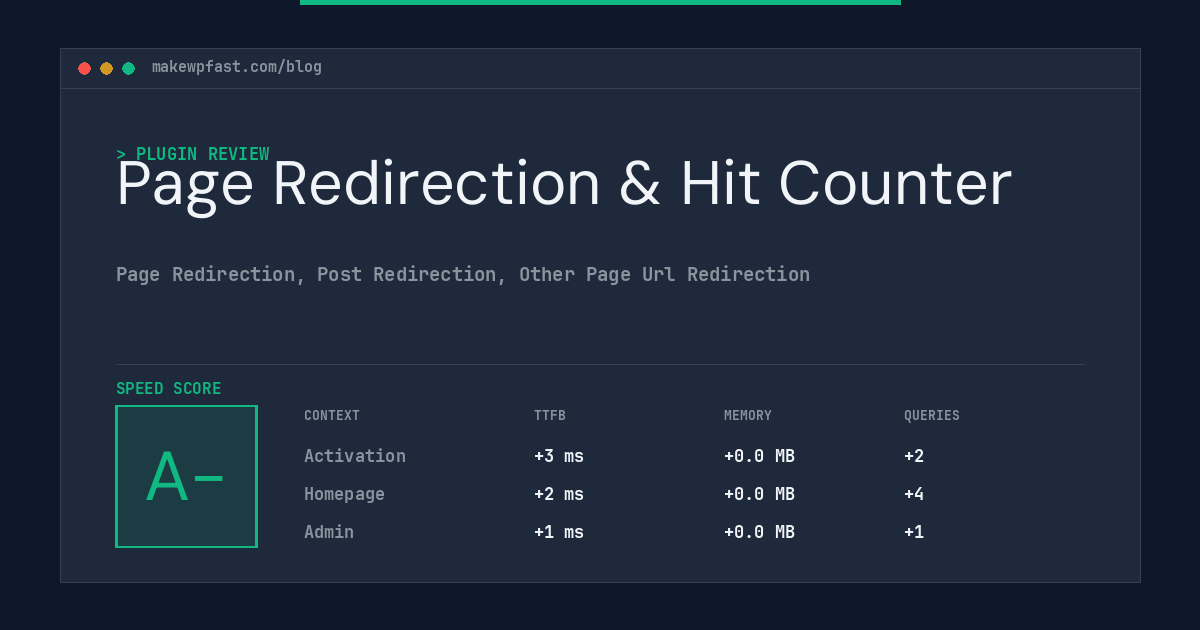 Page Redirection & Hit Counter - MakeWPFast