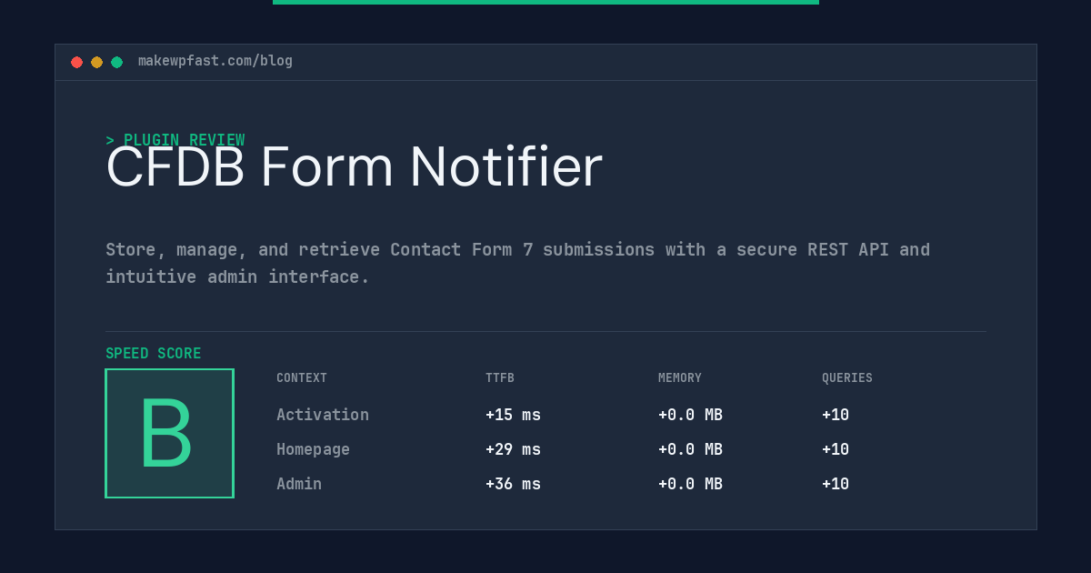 CFDB Form Notifier - MakeWPFast