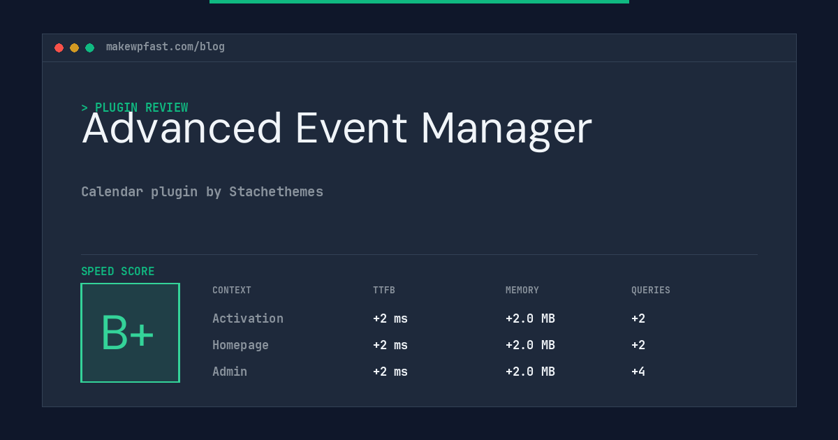 Advanced Event Manager - MakeWPFast