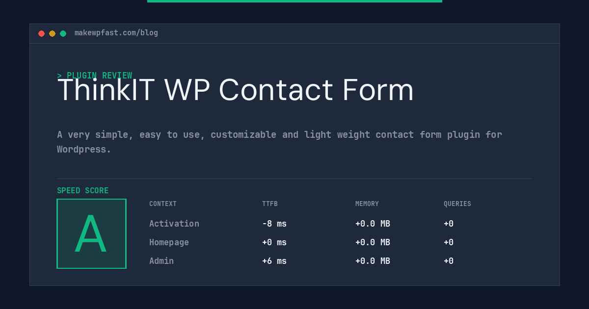 ThinkIT WP Contact Form - MakeWPFast