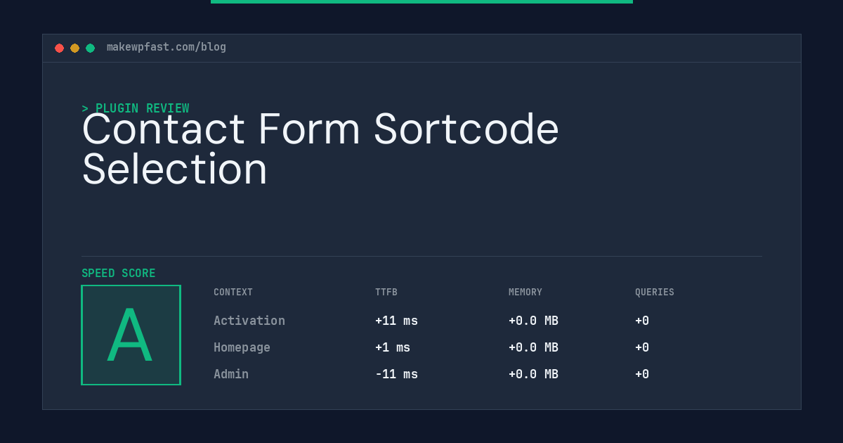Contact Form Sortcode Selection - MakeWPFast