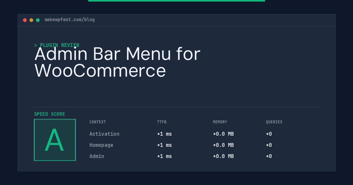 Admin Bar Menu for WooCommerce - MakeWPFast