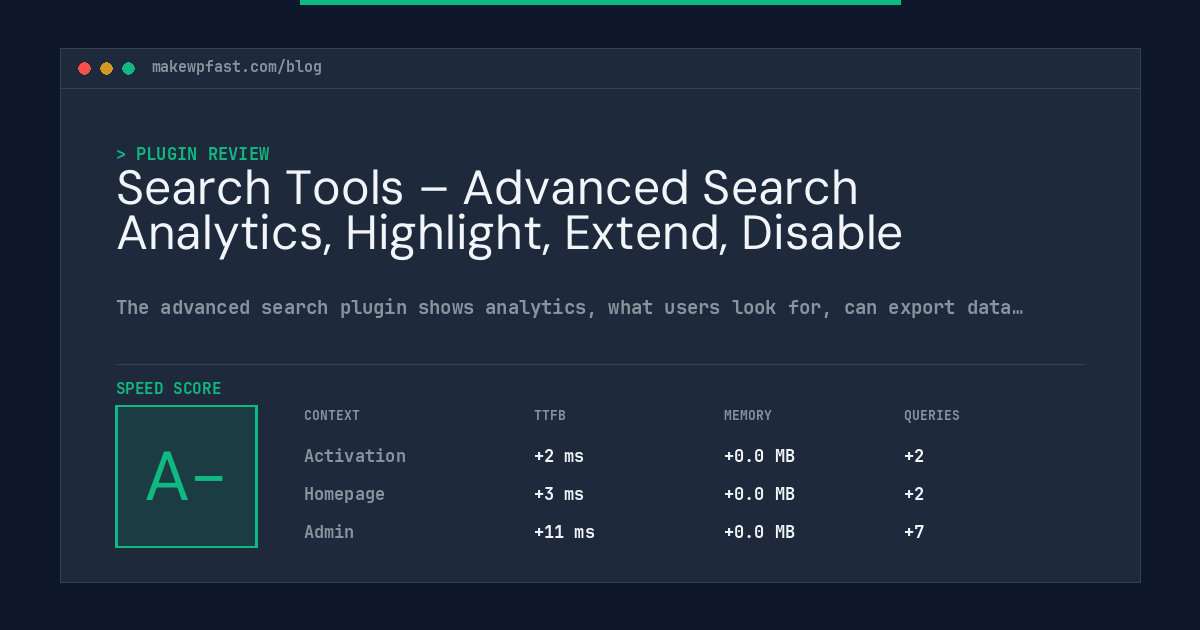Search Tools – Advanced Search Analytics, Highlight, Extend, Disable - MakeWPFast