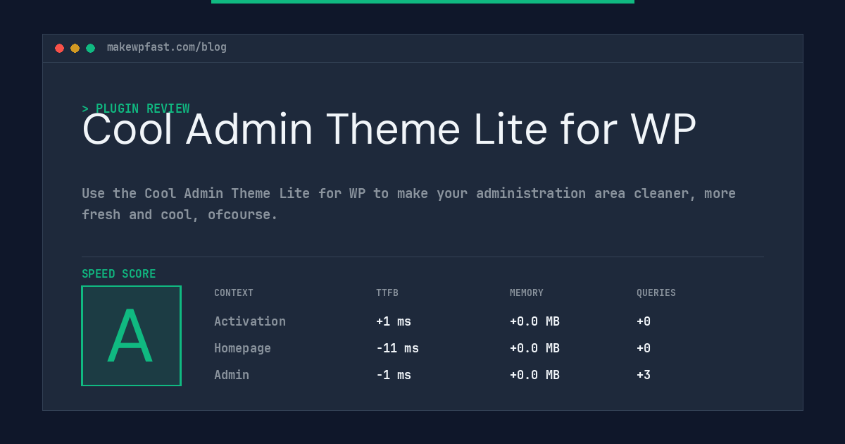 Cool Admin Theme Lite for WP - MakeWPFast
