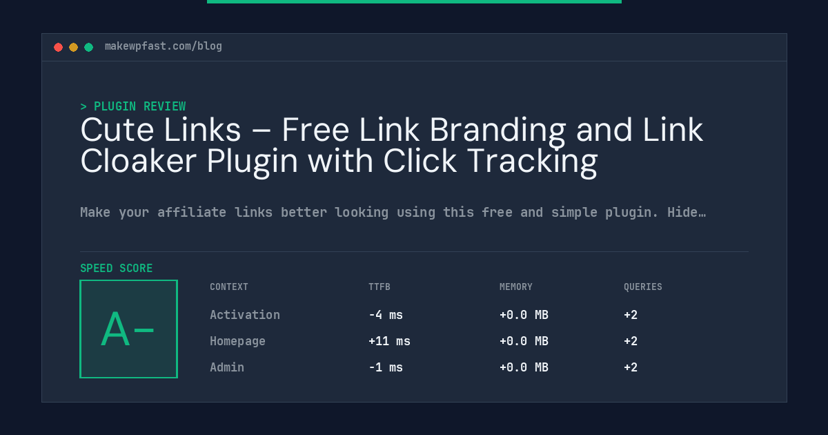 Cute Links – Free Link Branding and Link Cloaker Plugin with Click Tracking - MakeWPFast