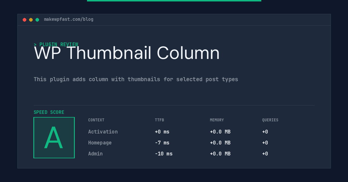 WP Thumbnail Column - MakeWPFast