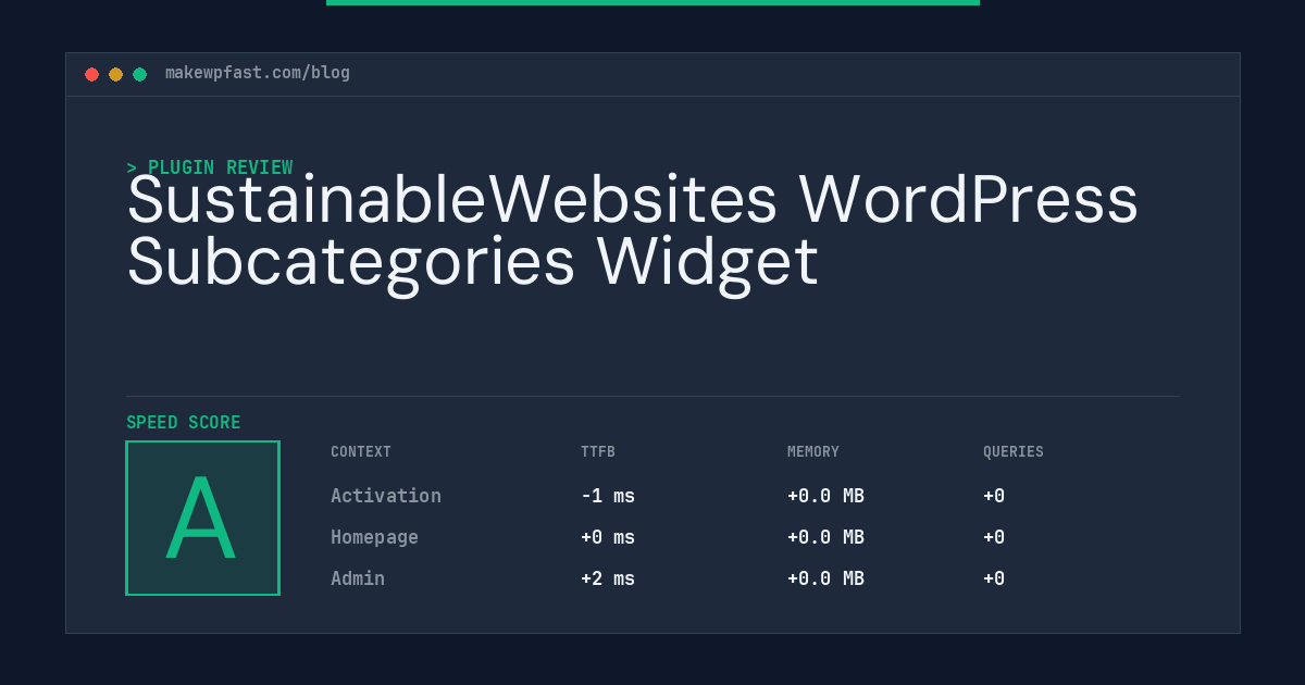 SustainableWebsites WordPress Subcategories Widget - MakeWPFast