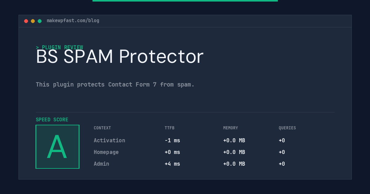BS SPAM Protector - MakeWPFast