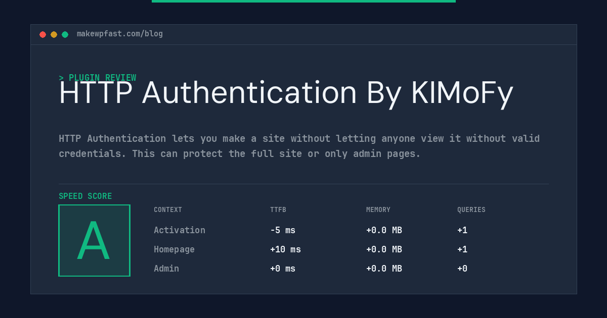 HTTP Authentication By KIMoFy - MakeWPFast