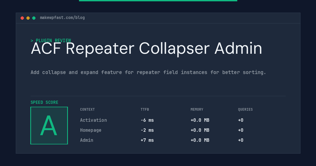 ACF Repeater Collapser Admin - MakeWPFast