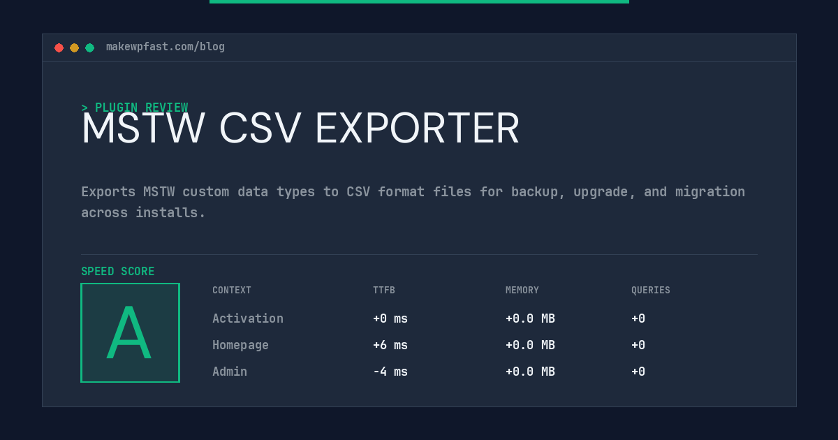 MSTW CSV EXPORTER - MakeWPFast
