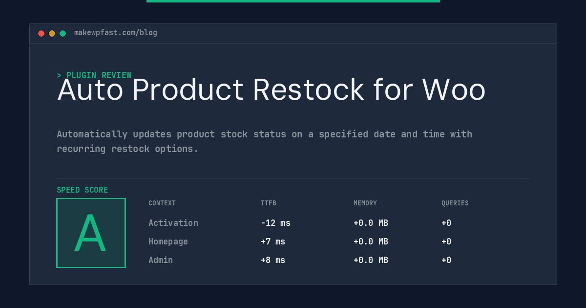 Auto Product Restock for Woo - MakeWPFast