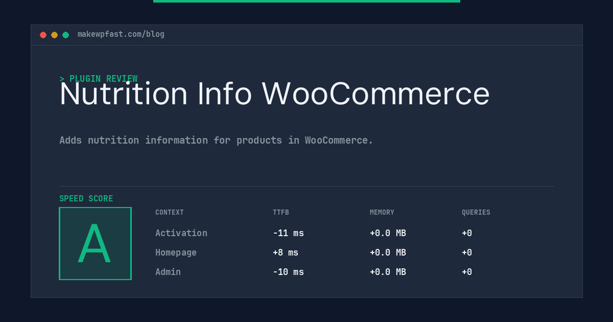 Nutrition Info WooCommerce - MakeWPFast