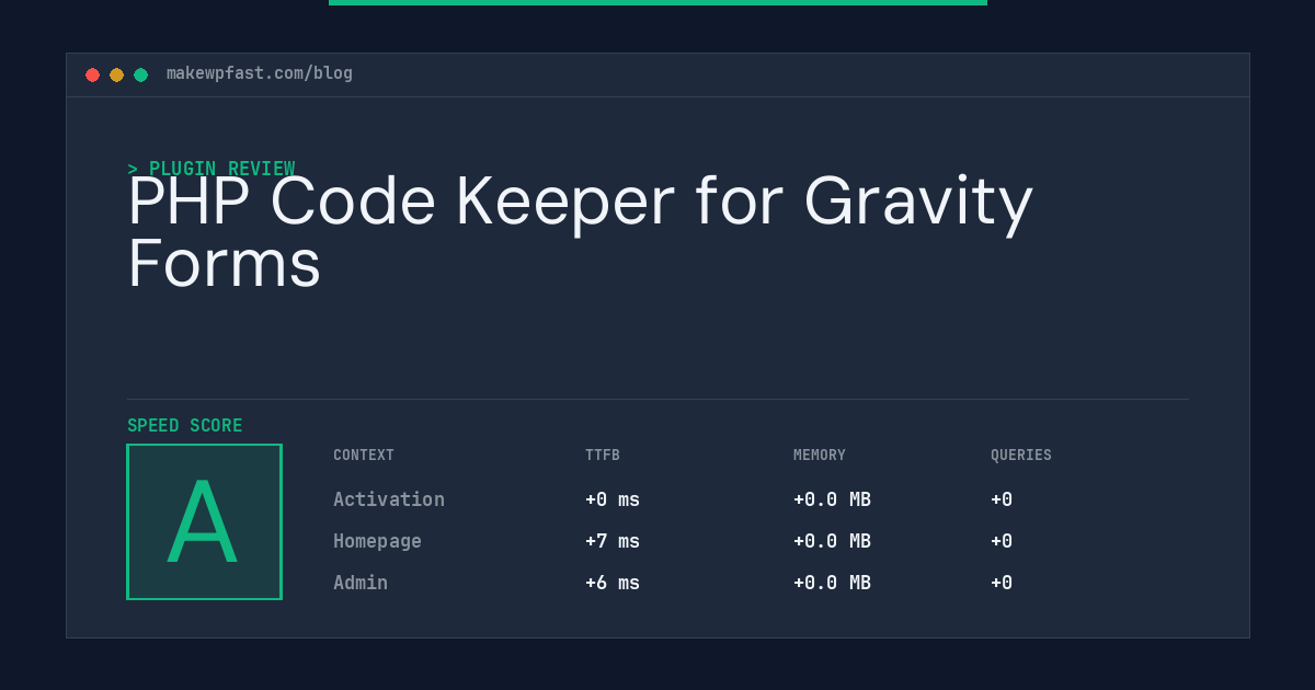 PHP Code Keeper for Gravity Forms - MakeWPFast