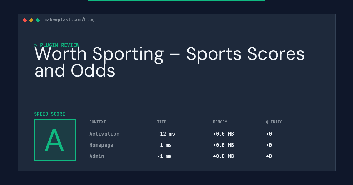 Worth Sporting – Sports Scores and Odds - MakeWPFast