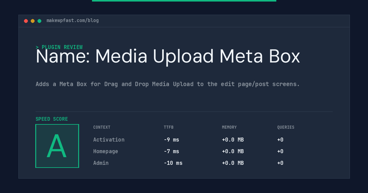 Name: Media Upload Meta Box - MakeWPFast