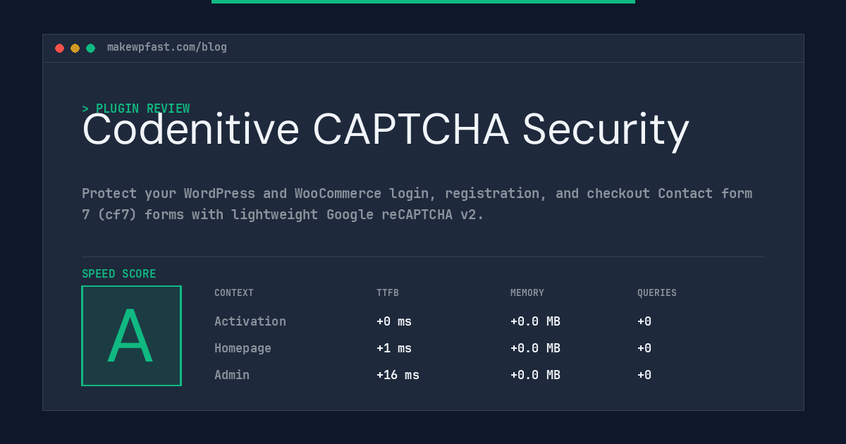 Codenitive CAPTCHA Security - MakeWPFast