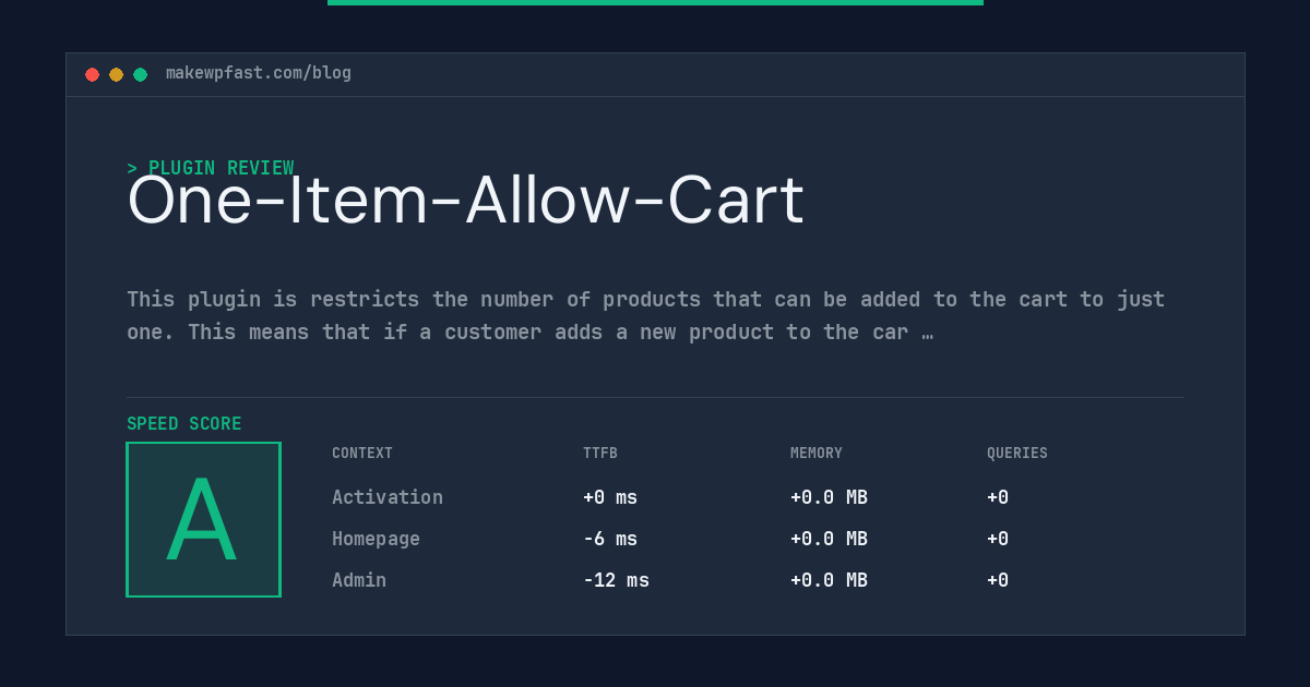 One-Item-Allow-Cart - MakeWPFast