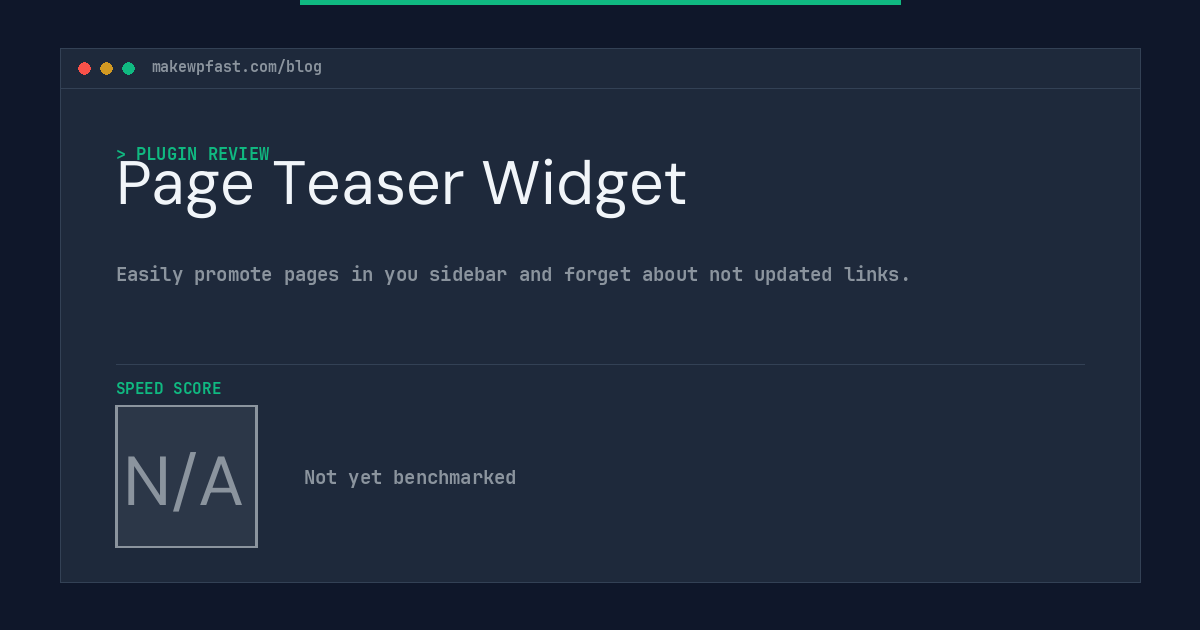 Page Teaser Widget - MakeWPFast