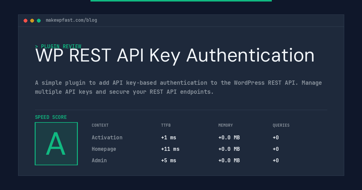 WP REST API Key Authentication - MakeWPFast