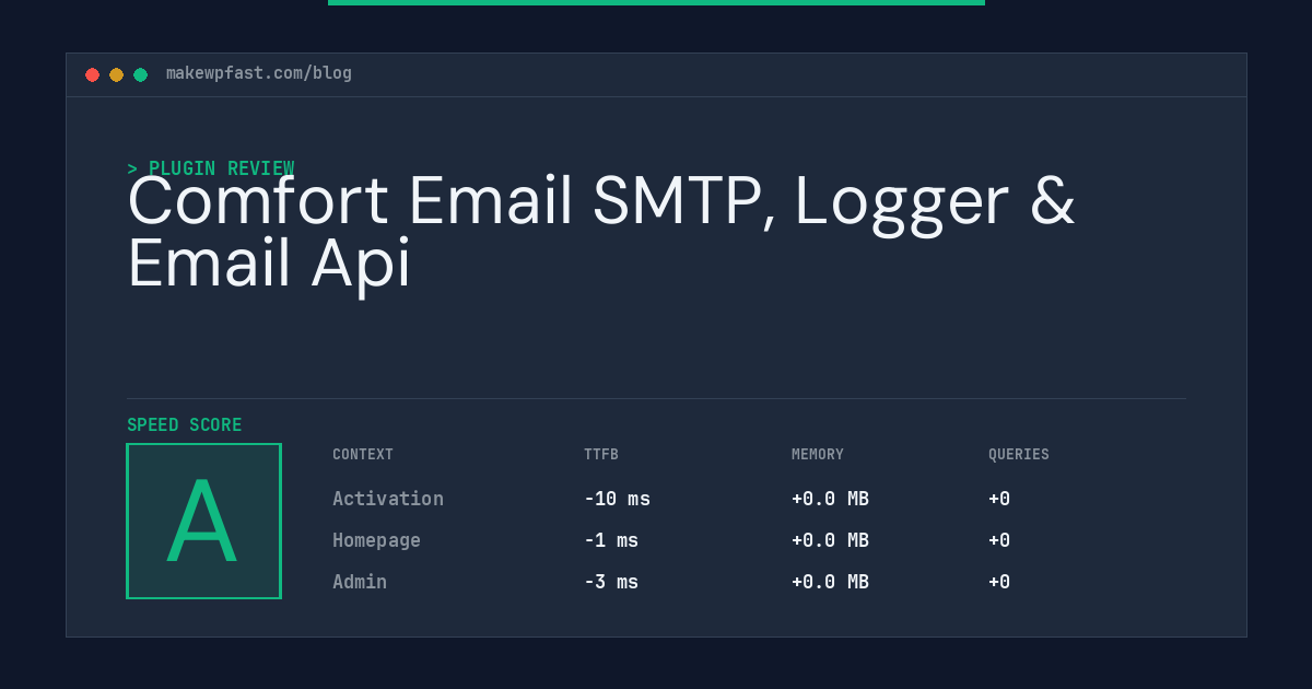 Comfort Email SMTP, Logger & Email Api - MakeWPFast