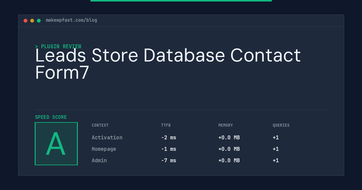 Leads Store Database Contact Form7 - MakeWPFast