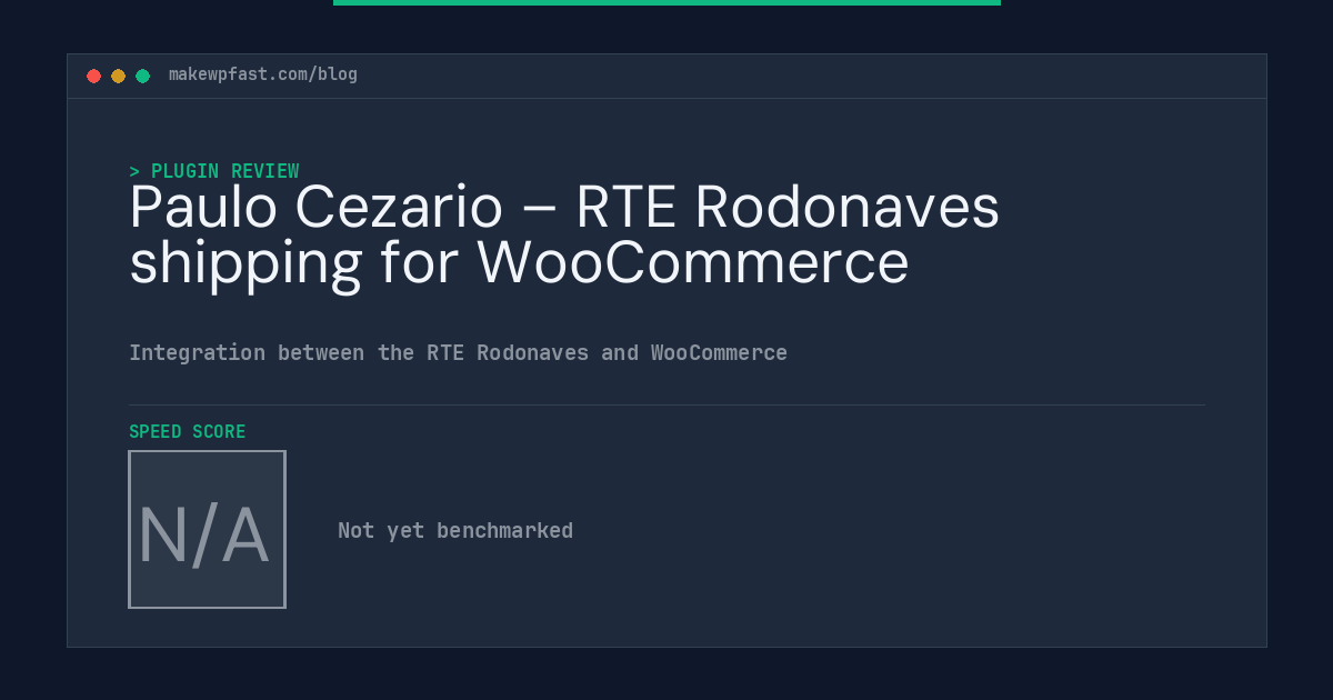 Paulo Cezario – RTE Rodonaves shipping for WooCommerce - MakeWPFast