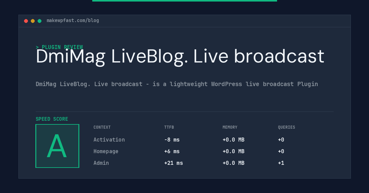 DmiMag LiveBlog. Live broadcast - MakeWPFast