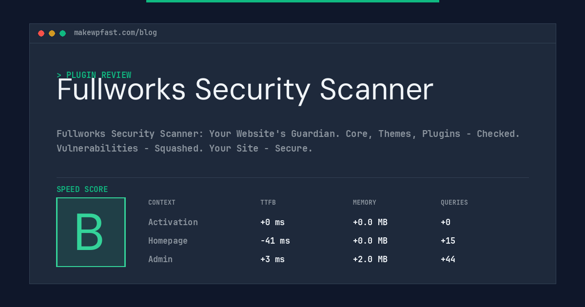 Fullworks Security Scanner - MakeWPFast