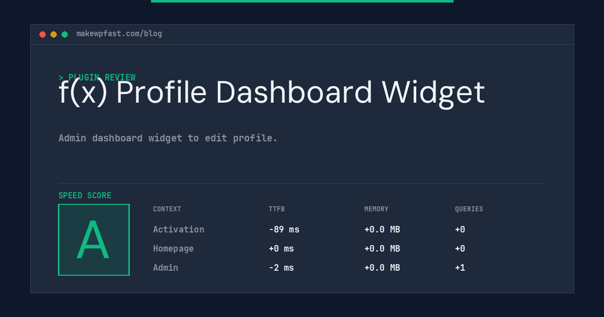 f(x) Profile Dashboard Widget - MakeWPFast