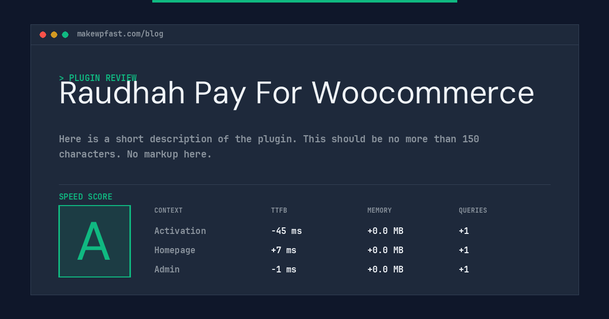 Raudhah Pay For Woocommerce - MakeWPFast
