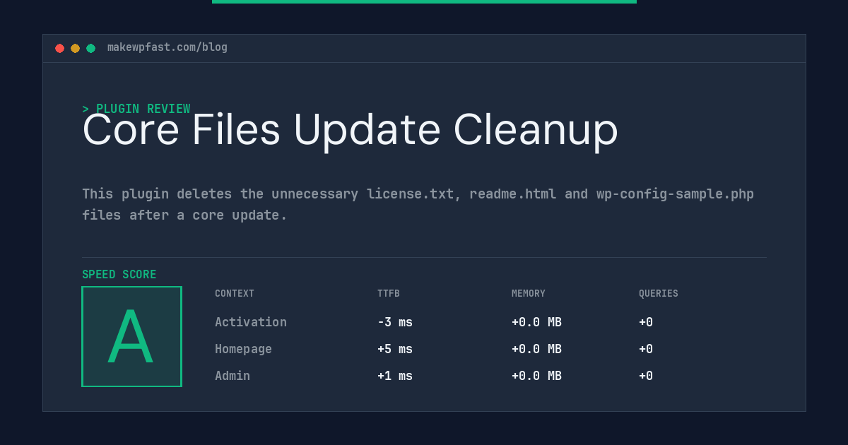 Core Files Update Cleanup - MakeWPFast