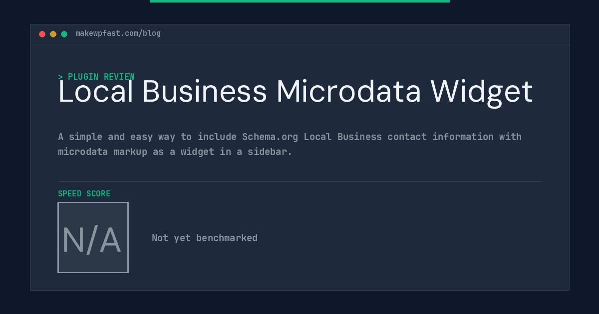 Local Business Microdata Widget - MakeWPFast