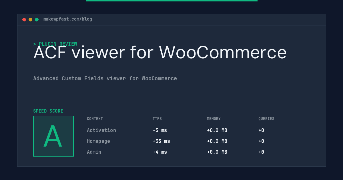 ACF viewer for WooCommerce - MakeWPFast