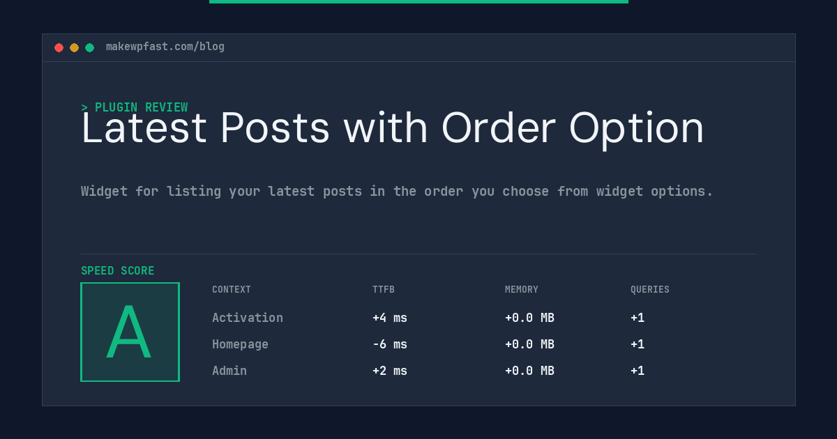 Latest Posts with Order Option - MakeWPFast