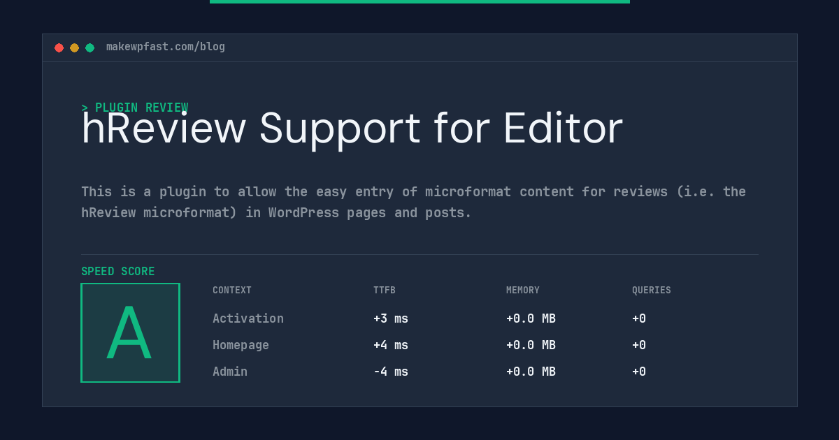 hReview Support for Editor - MakeWPFast