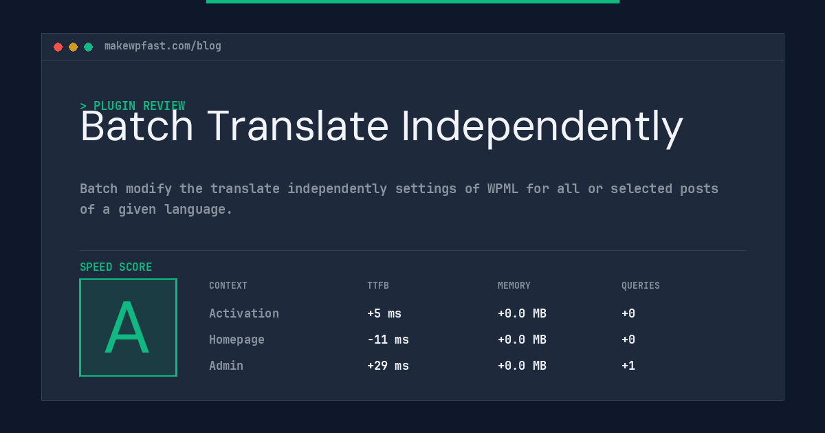 Batch Translate Independently - MakeWPFast