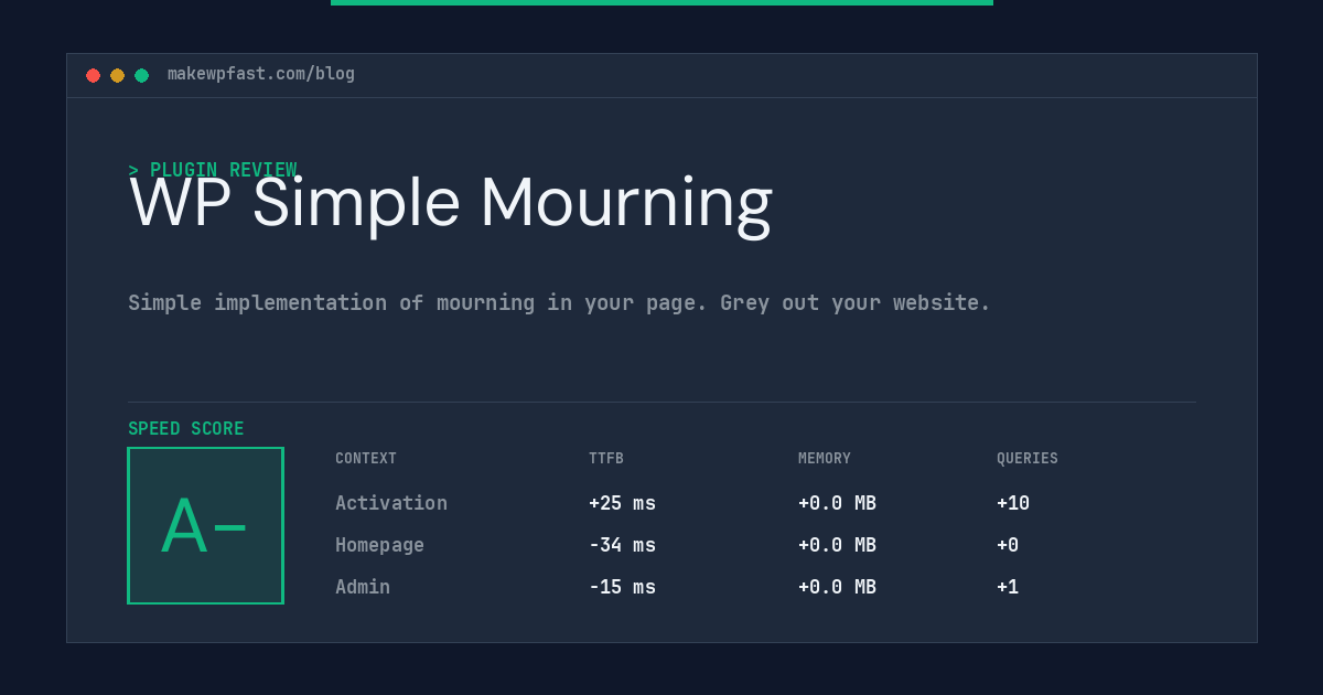 WP Simple Mourning - MakeWPFast
