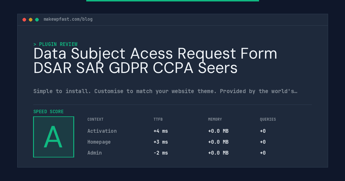 Data Subject Acess Request Form DSAR SAR GDPR CCPA Seers - MakeWPFast
