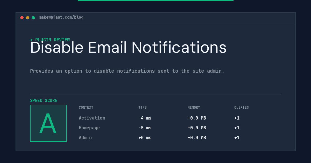 Disable Email Notifications - MakeWPFast