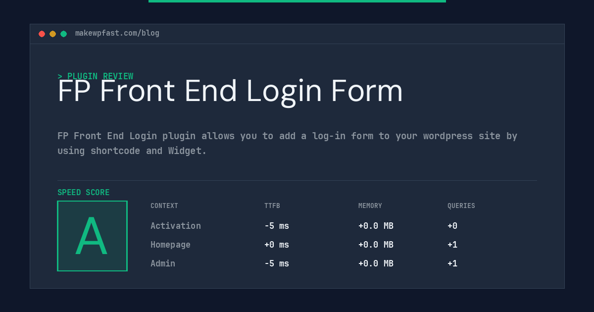 FP Front End Login Form - MakeWPFast