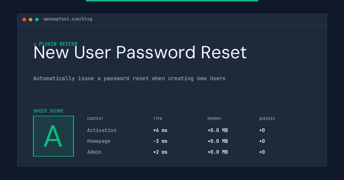 New User Password Reset - MakeWPFast