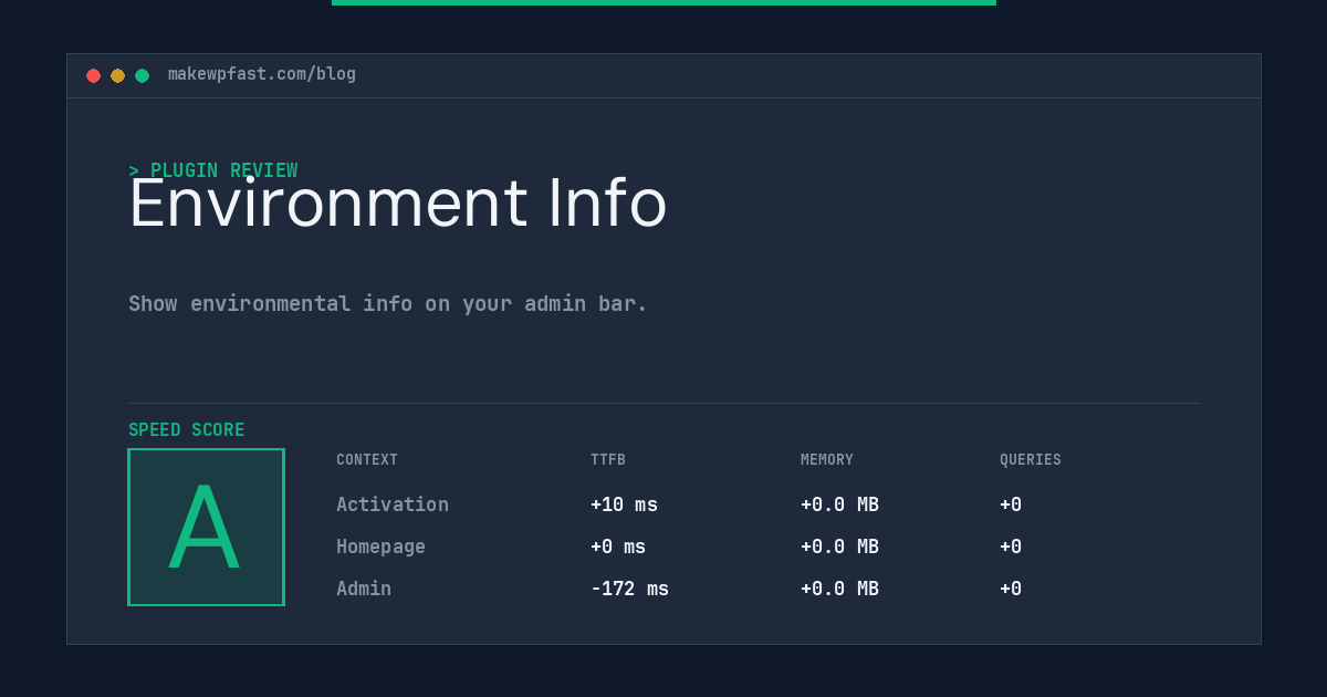 Environment Info - MakeWPFast
