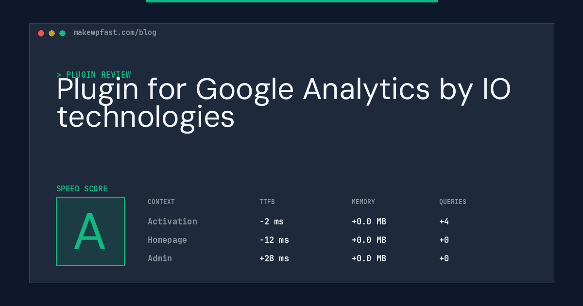Plugin for Google Analytics by IO technologies - MakeWPFast