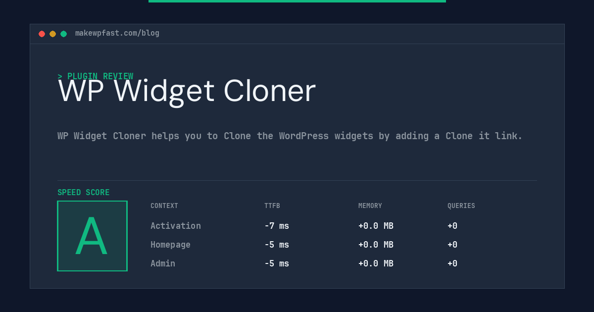 WP Widget Cloner - MakeWPFast