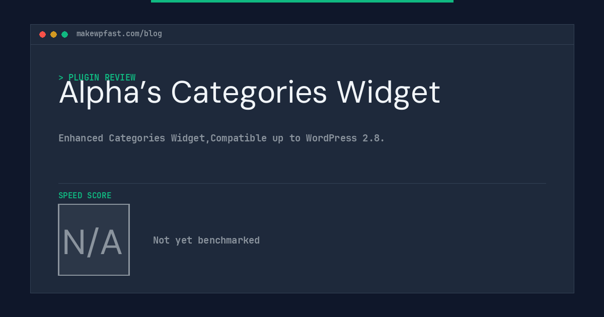 Alpha’s Categories Widget - MakeWPFast