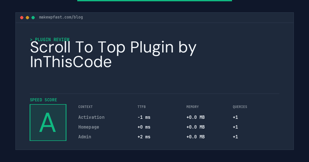 Scroll To Top Plugin by InThisCode - MakeWPFast