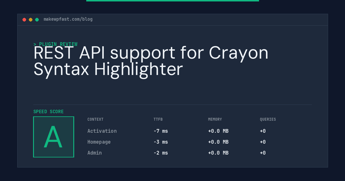REST API support for Crayon Syntax Highlighter - MakeWPFast