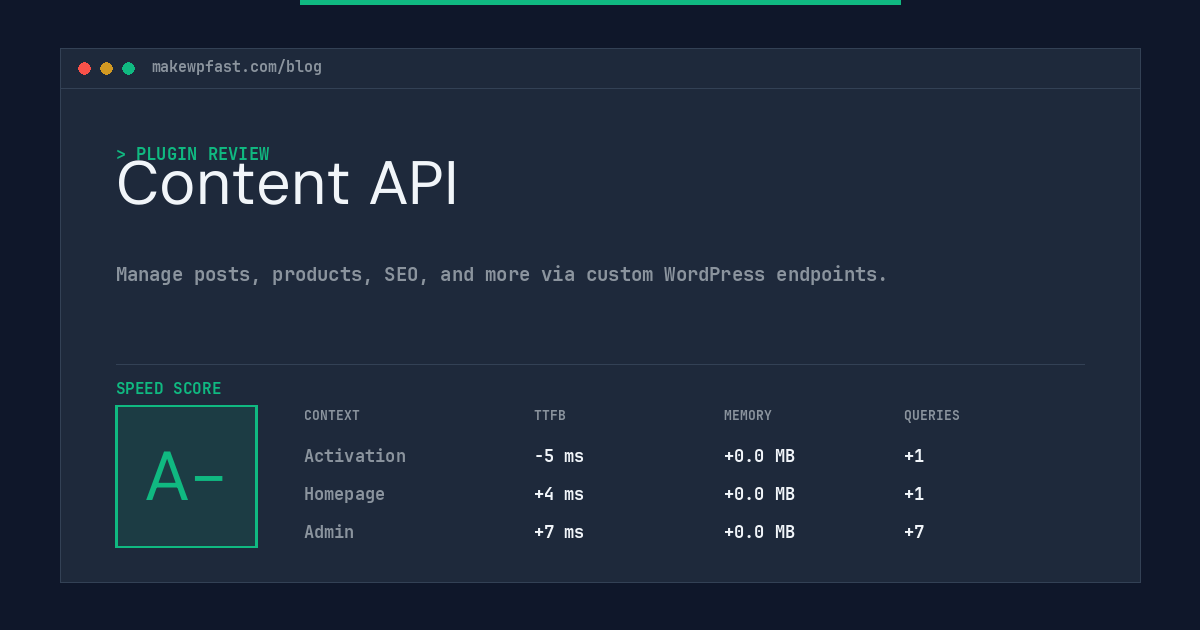 Content API - MakeWPFast