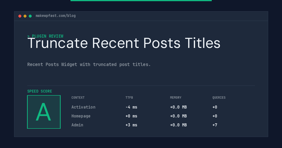 Truncate Recent Posts Titles - MakeWPFast